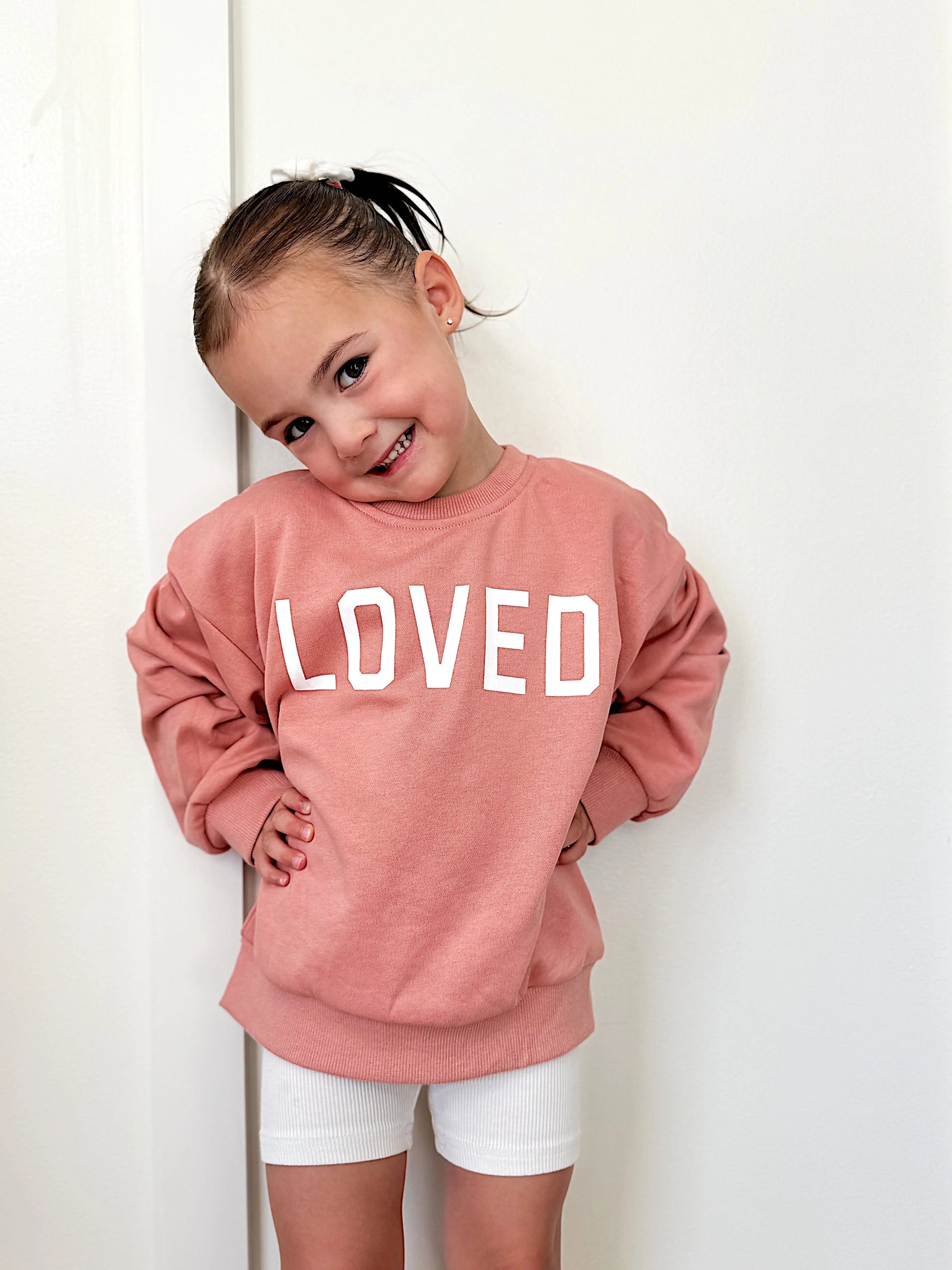 Little Joy Co. Loved Crewneck Sweatshirt - Red or Pink - 