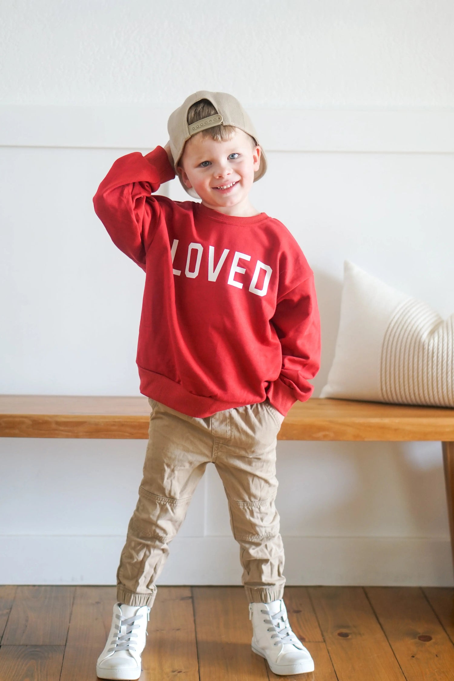 Little Joy Co. Loved Crewneck Sweatshirt - Red or Pink - 