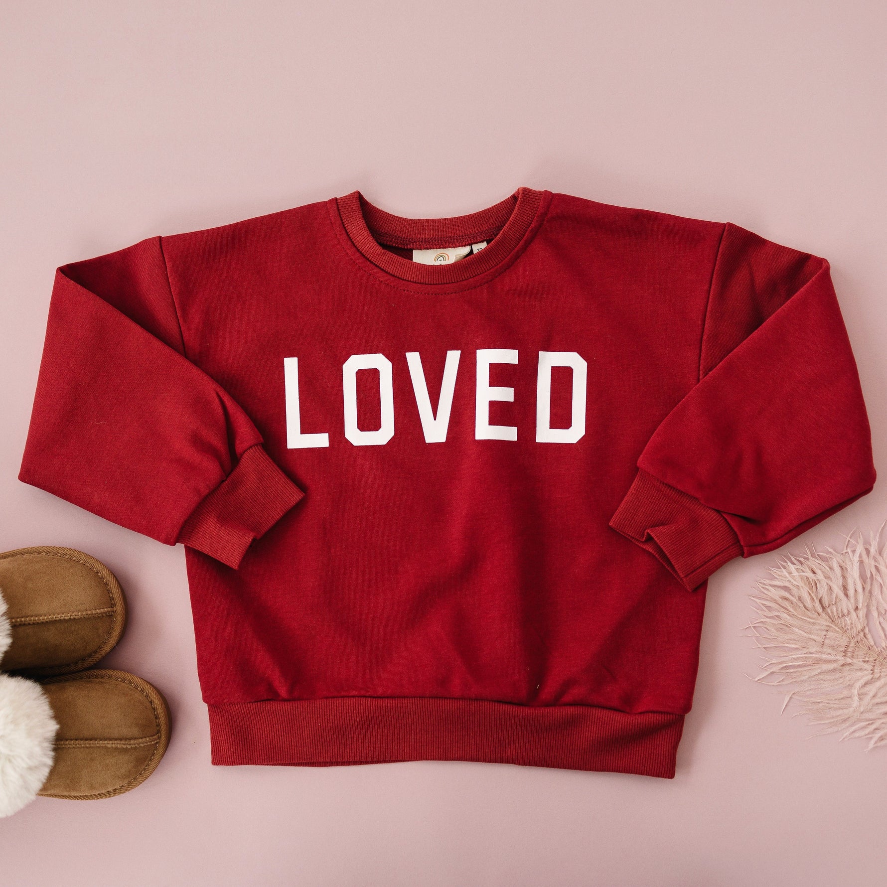 Little Joy Co. Loved Crewneck Sweatshirt - Red or Pink - 