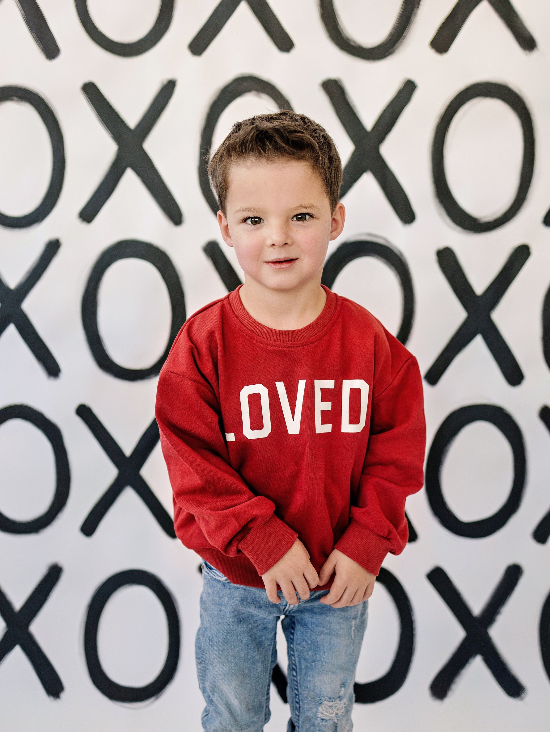 Little Joy Co. Loved Crewneck Sweatshirt - Red or Pink - 