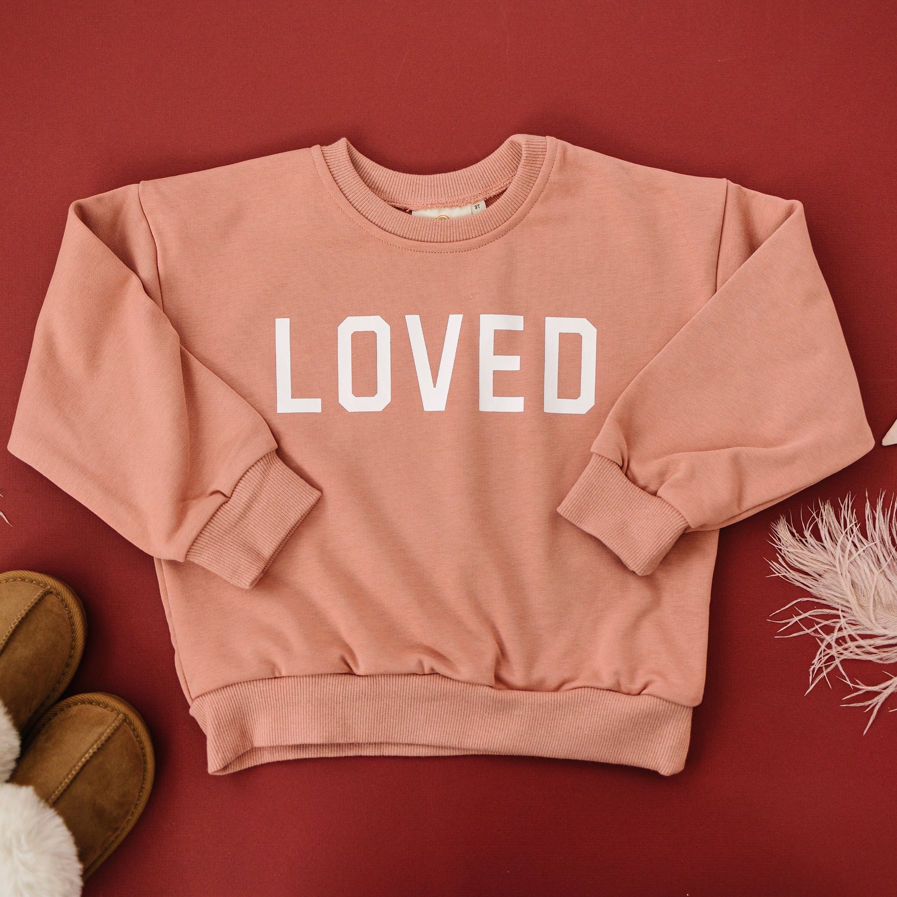 Little Joy Co. Loved Crewneck Sweatshirt - Red or Pink - 