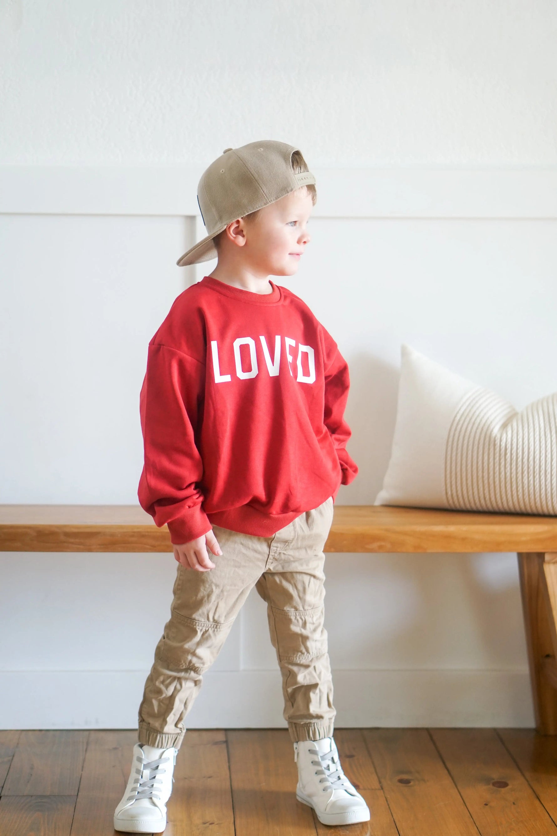 Little Joy Co. Loved Crewneck Sweatshirt - Red or Pink - 