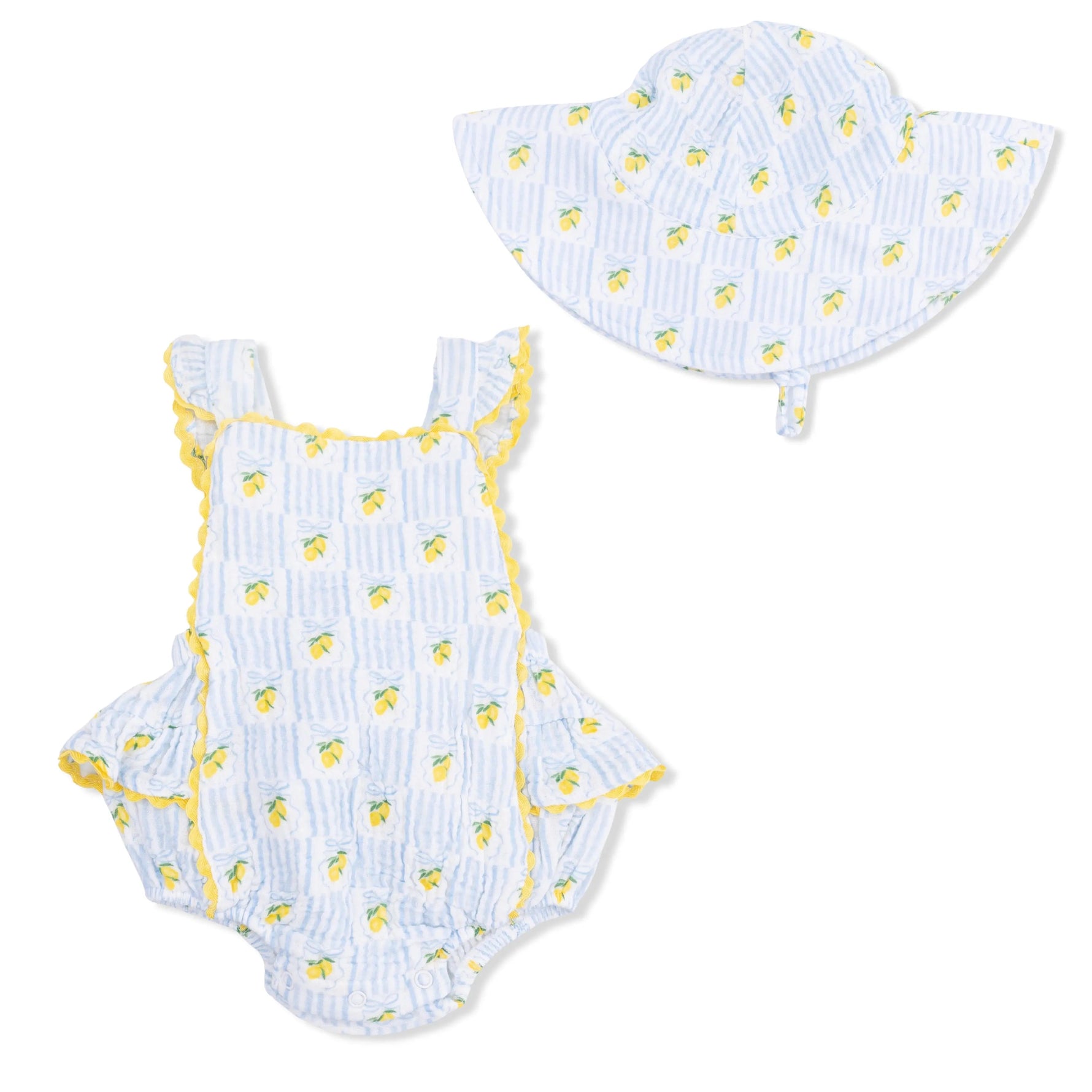 Angel Dear Lovely Lemons - Ric Rac Ruffle Sunsuit & Sun Hat - 