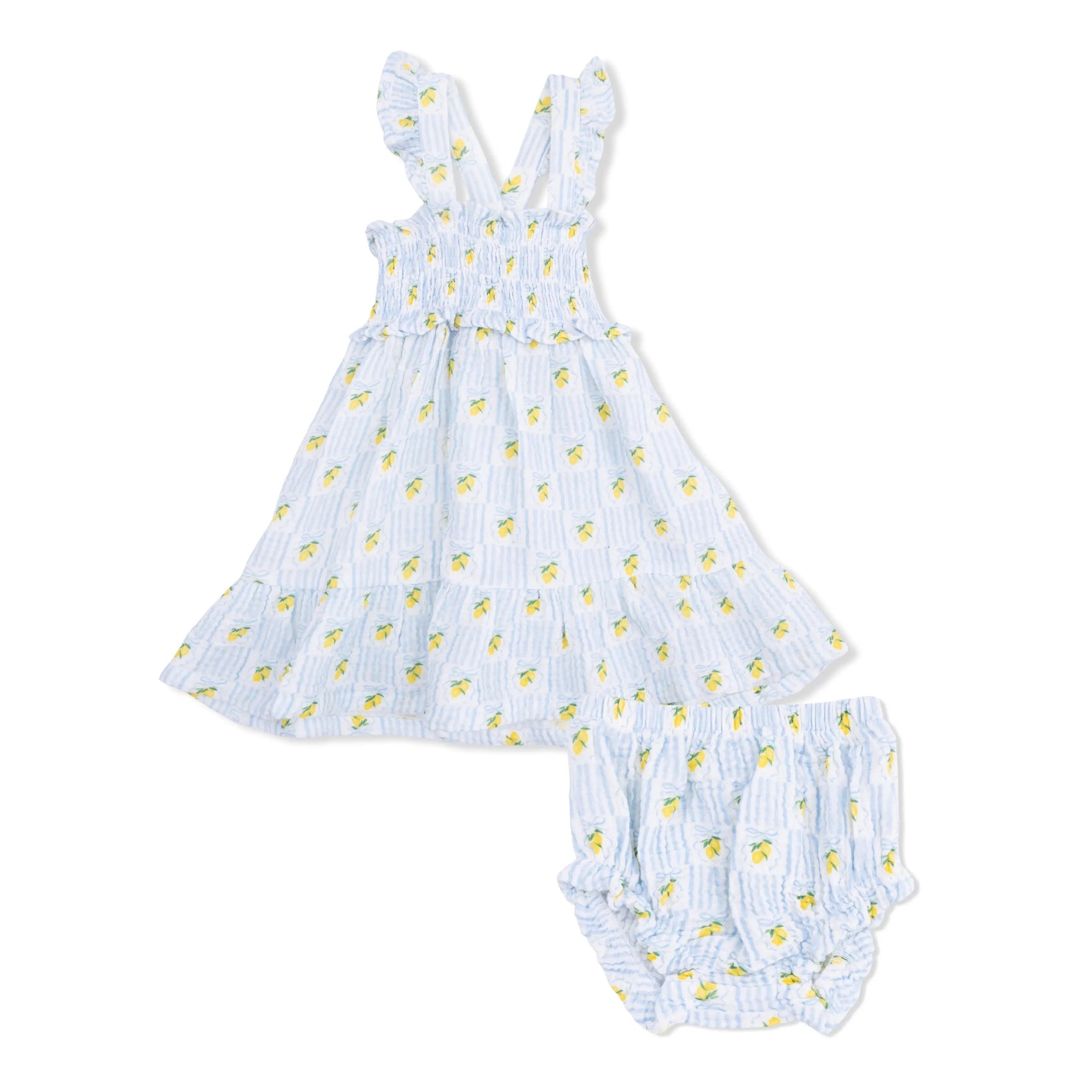 Angel Dear Lovely Lemons - Smocked Ruffle Sundress with Bloomer - 