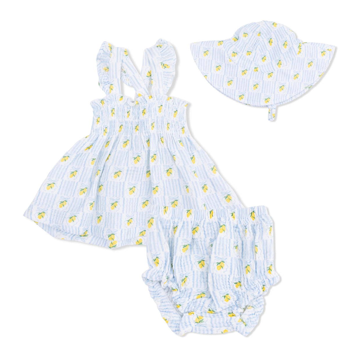 Angel Dear Lovely Lemons - Smocked Top with Bloomer & Sun Hat Set - 