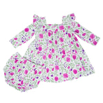 Sweet Bamboo Charming Floral Ruffle Dress and Bloomer Set for Stylish Toddlers - baby daywear
