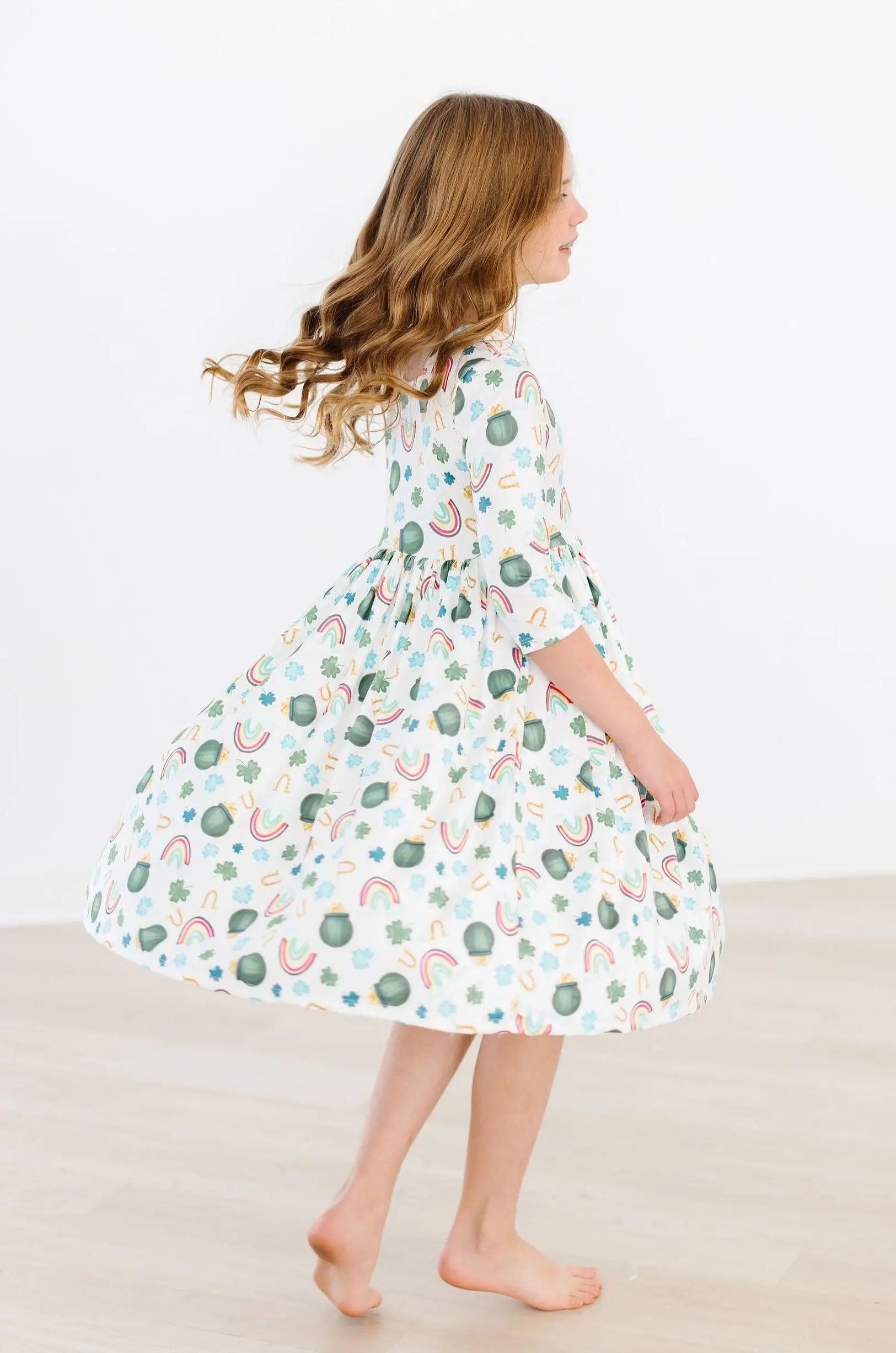 Mila & Rose ® Luck of the Irish 3/4 Sleeve Pocket Twirl Dress - 