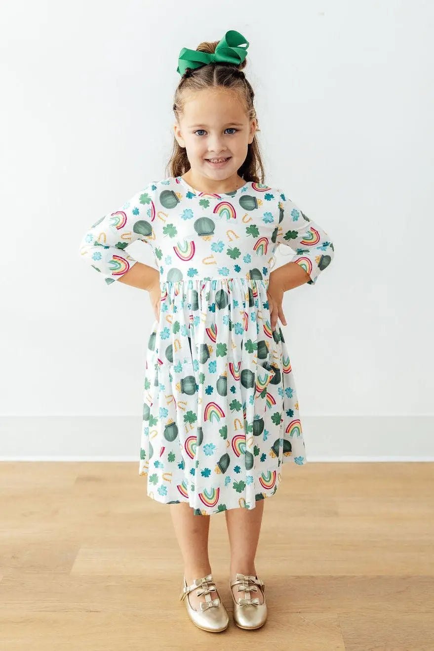 Mila & Rose ® Luck of the Irish 3/4 Sleeve Pocket Twirl Dress - 