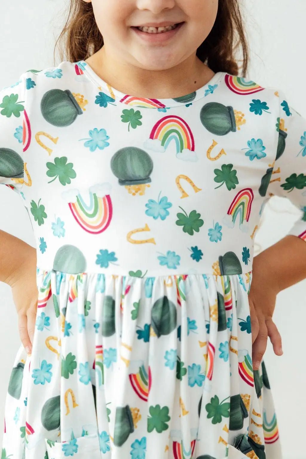 Mila & Rose ® Luck of the Irish 3/4 Sleeve Pocket Twirl Dress - 