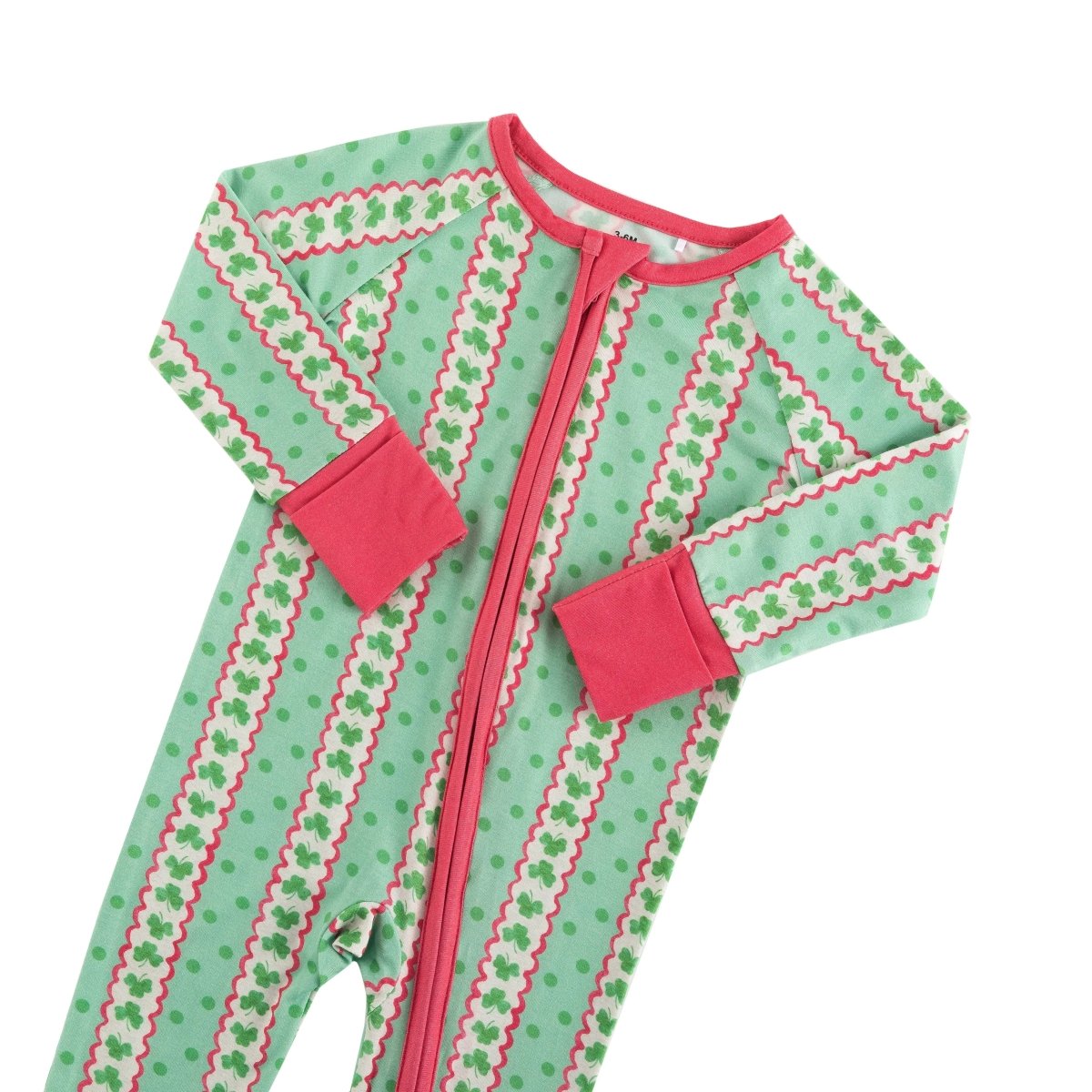 Dreamlet Lucky Clovers Convertible Zip Footies Baby Sleepwear Bamboo - Everetts Place Boutique - 