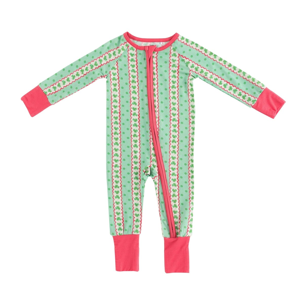 Dreamlet Lucky Clovers Convertible Zip Footies Baby Sleepwear Bamboo - Everetts Place Boutique - 