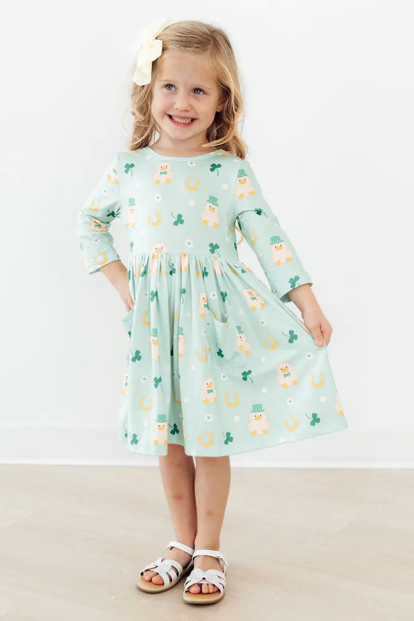 Mila & Rose ® Lucky Duck 3/4 Sleeve Pocket Twirl Dress - 