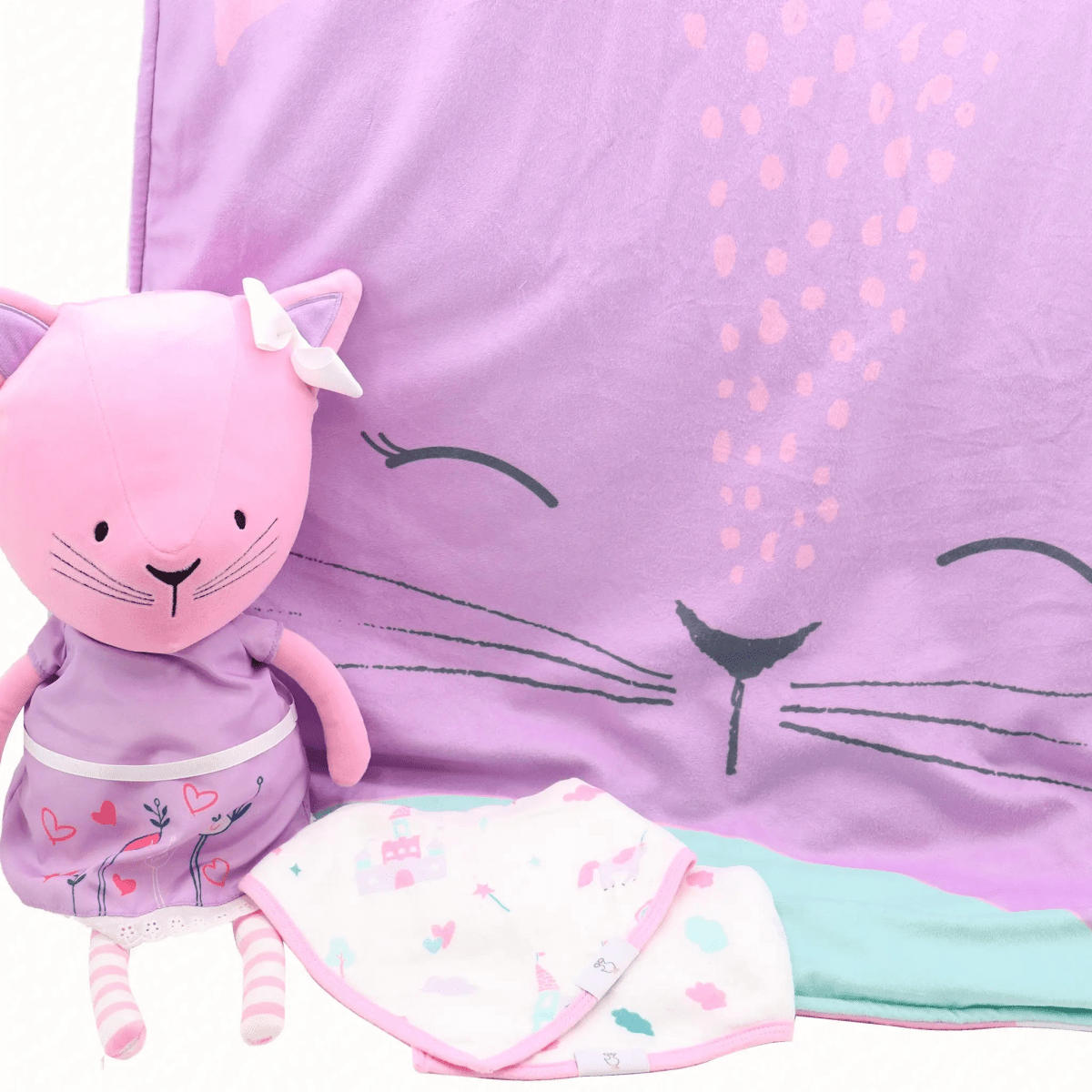 Goosewaddle® | Newborn Baby Blankets Toys Teethers Bibs & More Lucy Kitty Plush Doll with Soft Fabric Dress