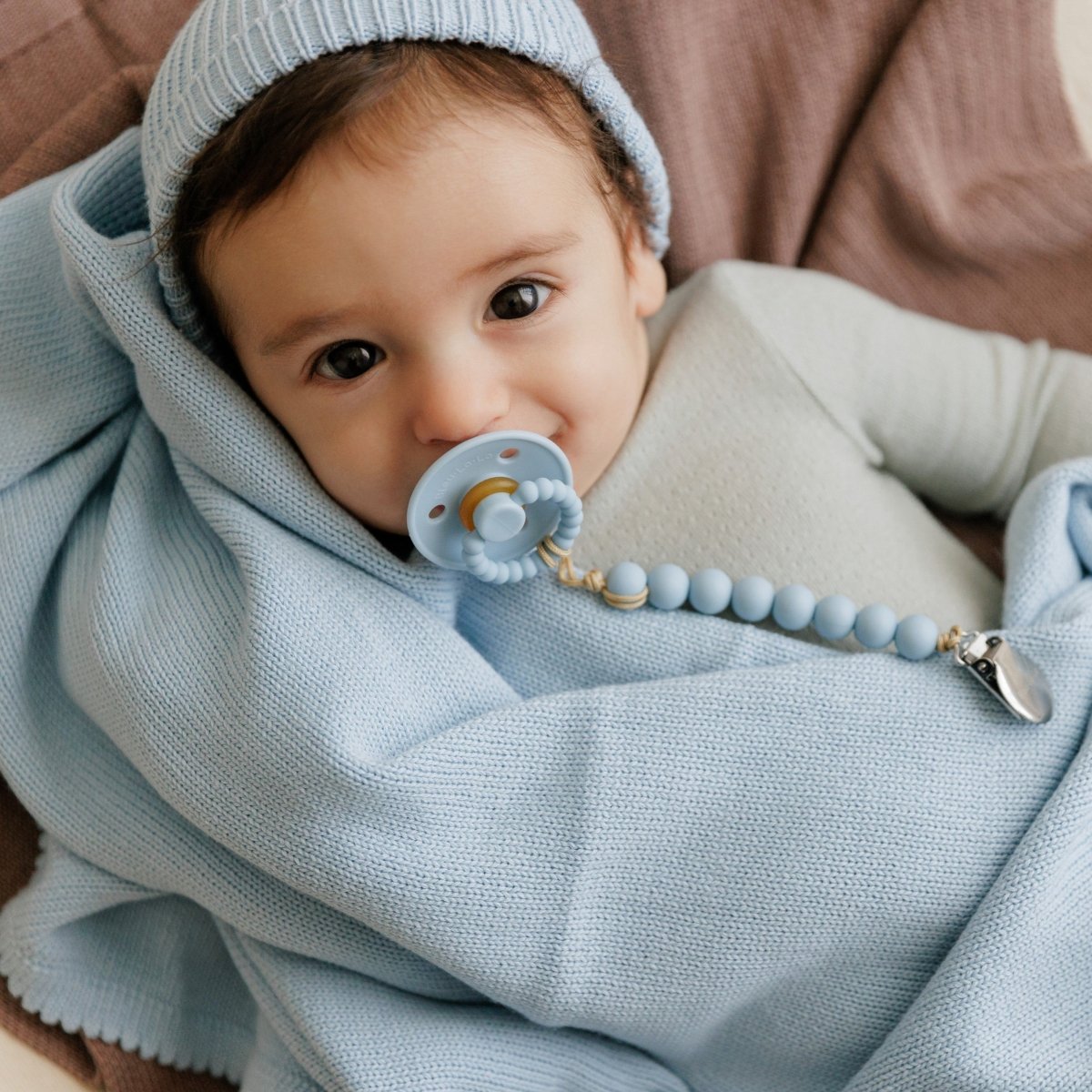 Bleu La La Luladream Pacifier and Clip Set with Teething Handle and Modern Design - Everetts Place Boutique - 