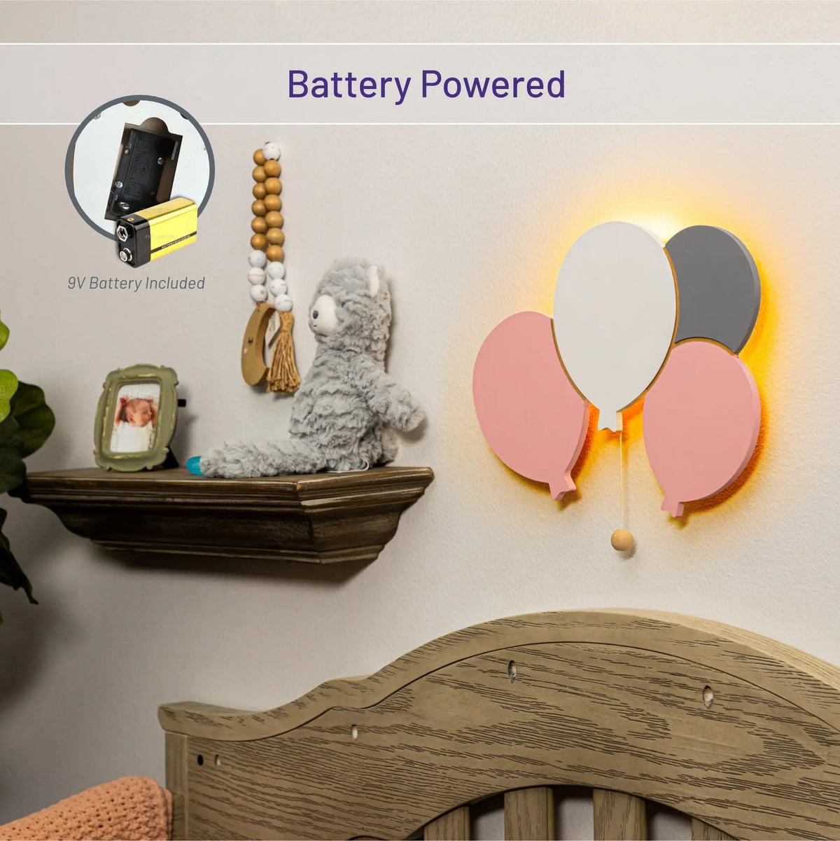 Lumieworld LumiDreams Balloon Wall Light | Safe LED Nursery Nightlight - 