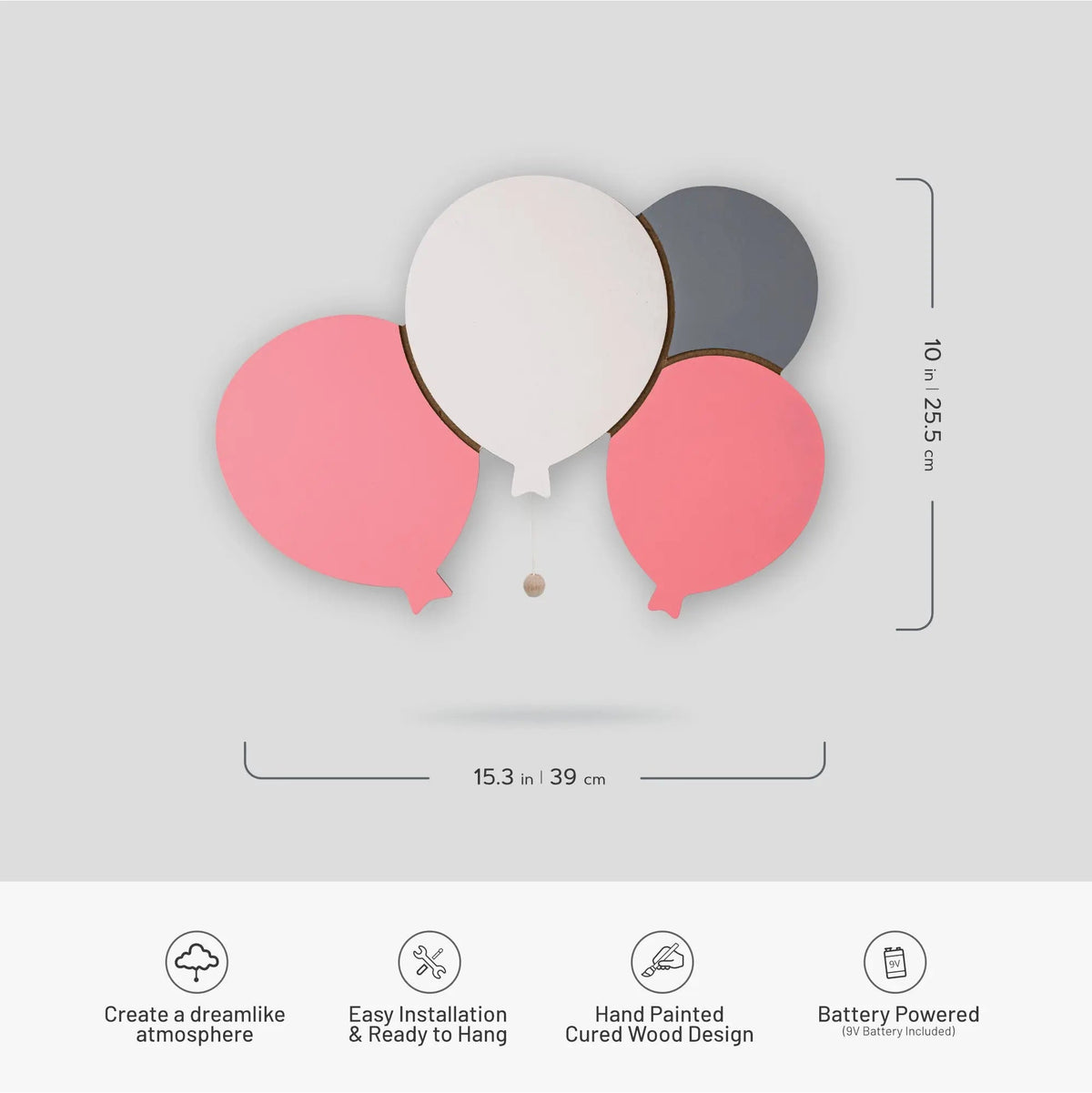 Lumieworld LumiDreams Balloon Wall Light | Safe LED Nursery Nightlight - 