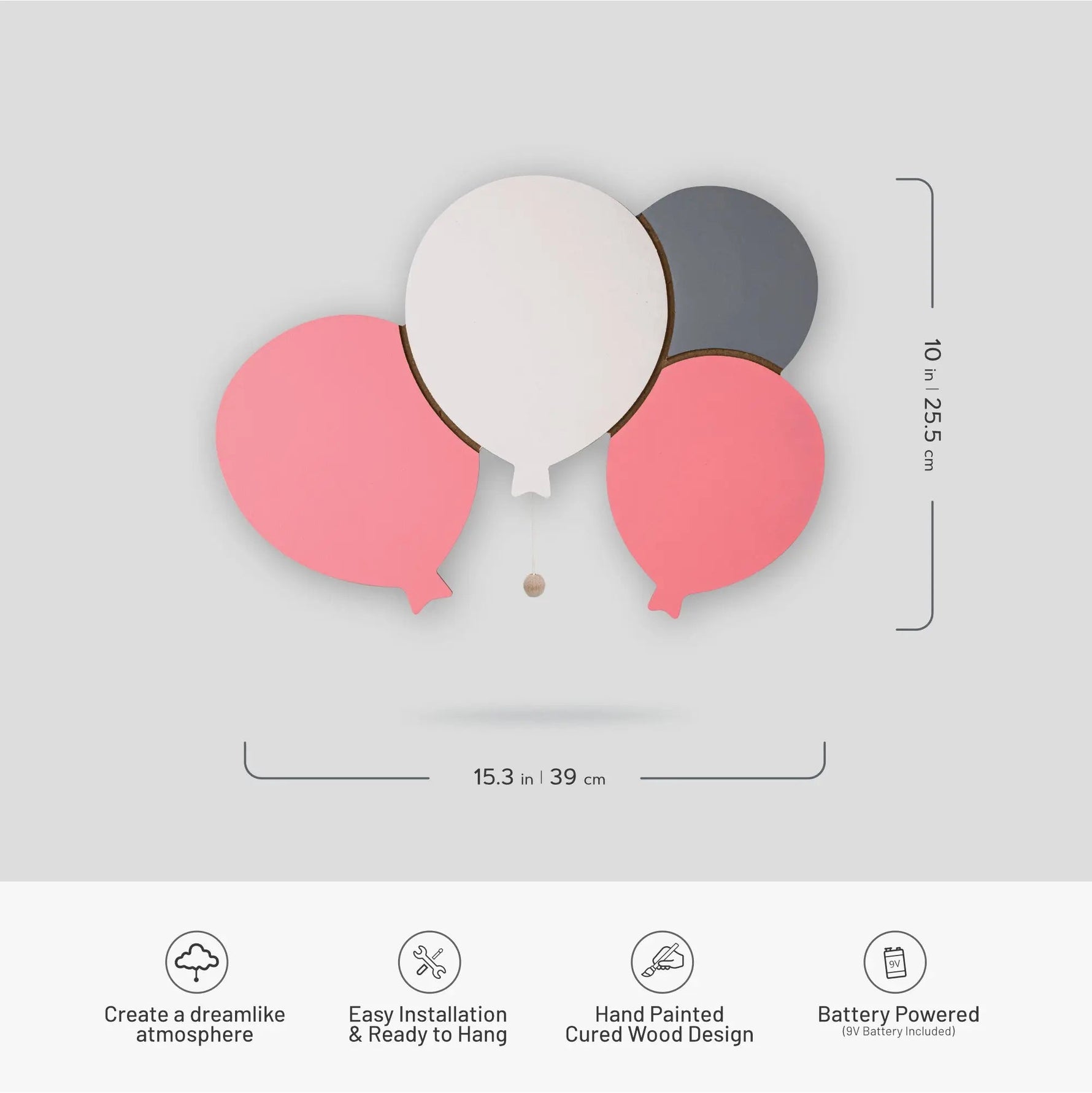 Lumieworld LumiDreams Balloon Wall Light | Safe LED Nursery Nightlight - 