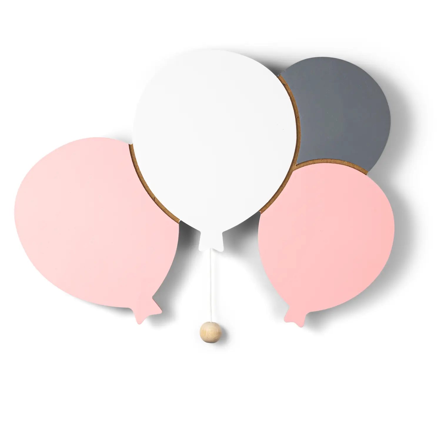 Pink balloon-shaped LED wall nightlight glowing softly for a nursery