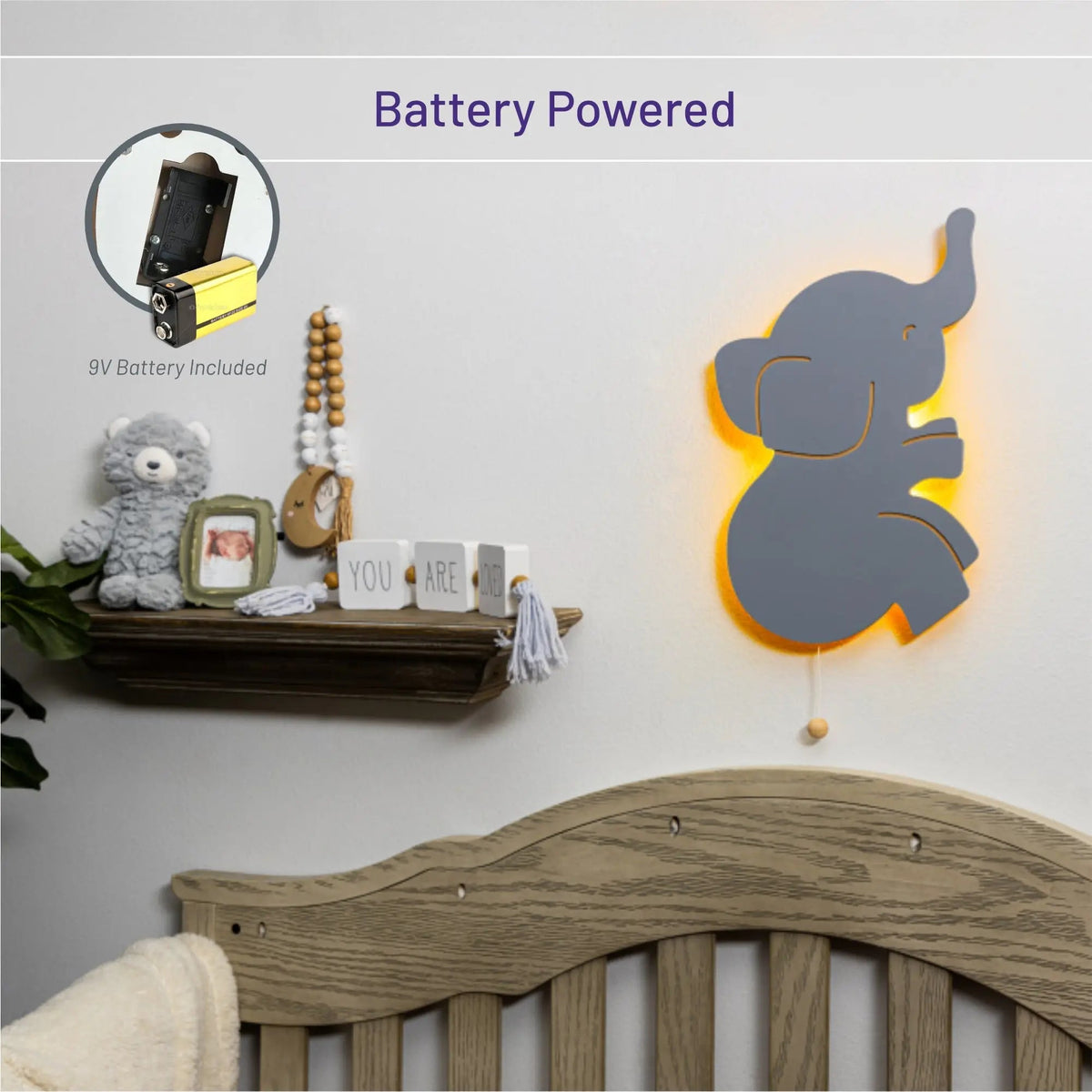 Lumieworld LumiDreams Elephant Wall Light for Kids Decor Night Light LED - 