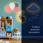 Lumieworld LumiDreams Hand Painted Wood Elephant Moon Wall Light for Kids LED Nightlight - 