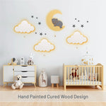 Lumieworld LumiDreams Hand Painted Wood Elephant Moon Wall Light for Kids LED Nightlight - 