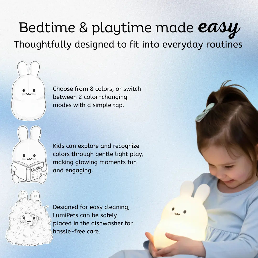 Lumieworld LumiPets® Basil the Bunny - Children's Touch Night Light Junior - 