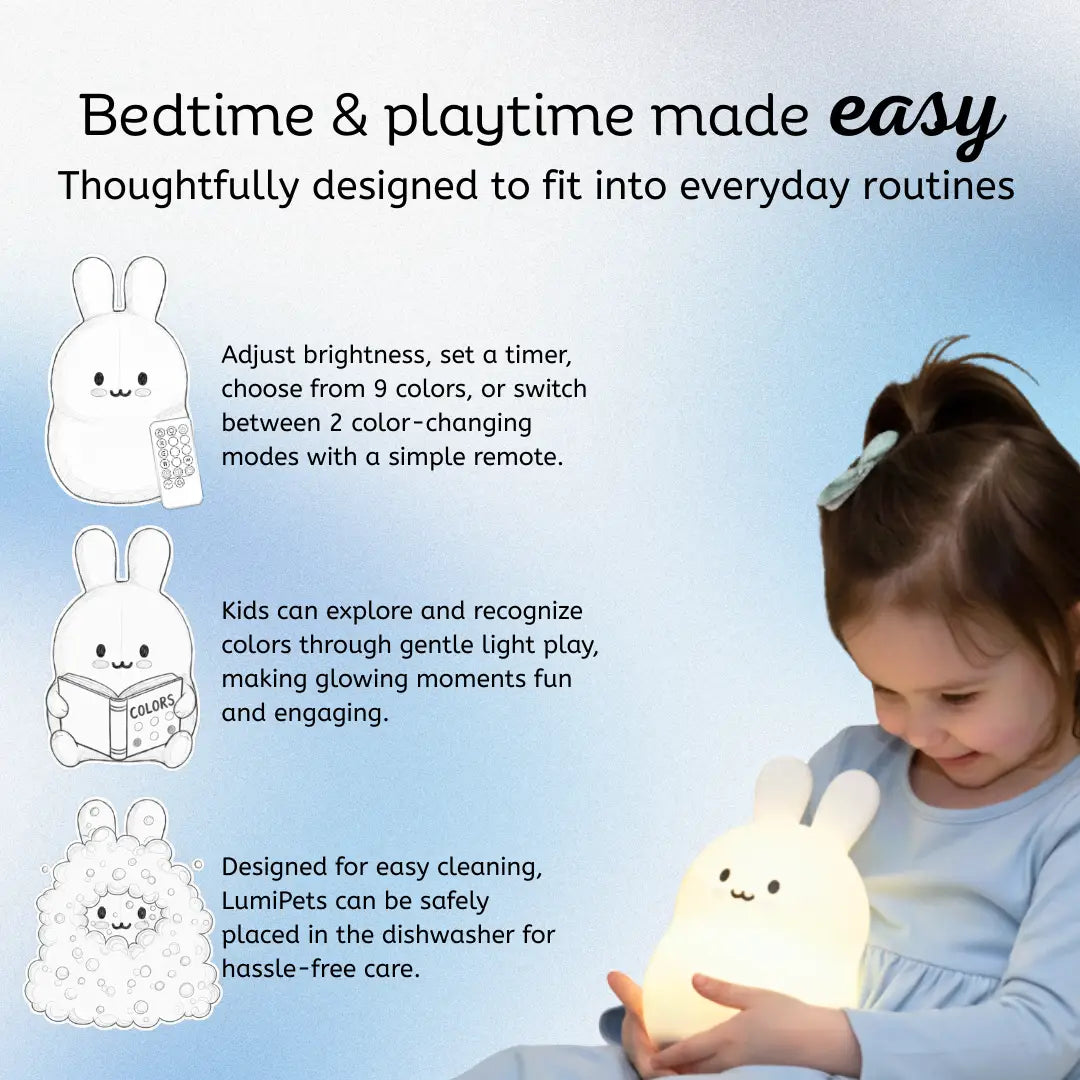 Lumieworld LumiPets® Baxter the Bunny - Children's Touch Night Light - 