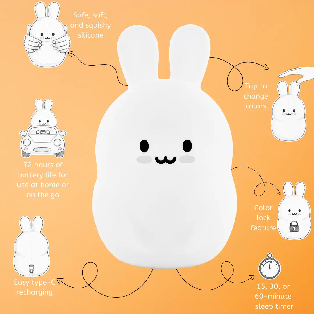 Lumieworld LumiPets® Baxter the Bunny - Children's Touch Night Light - 
