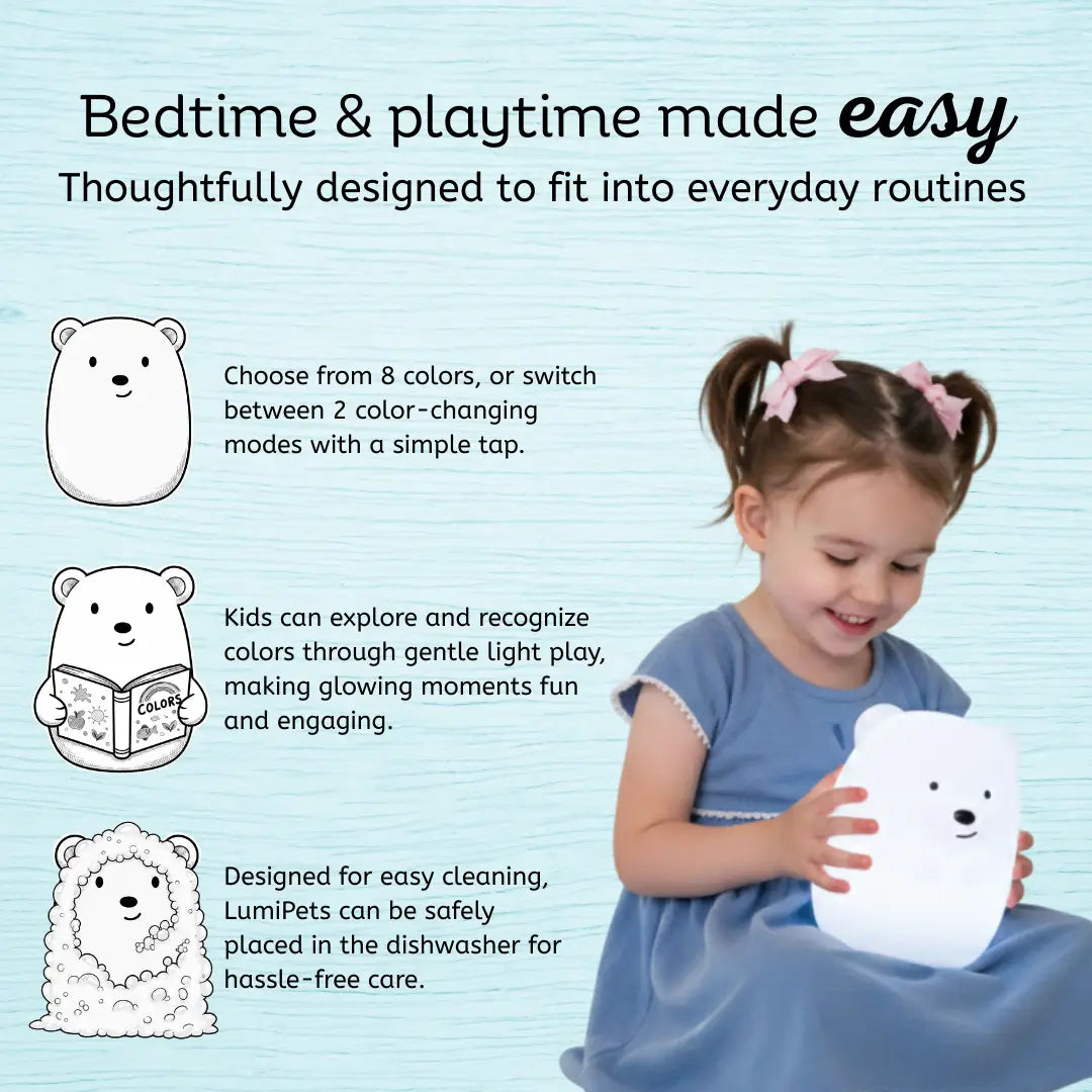 Lumieworld LumiPets® Bella the Bear - Children's Touch Night Light Junior - 