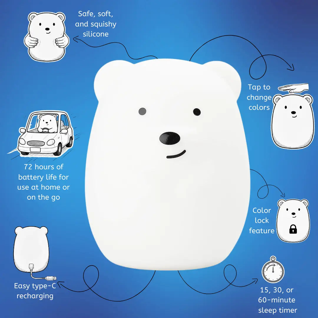 Lumieworld LumiPets® Benny the Bear - Children's Touch Night Light - 