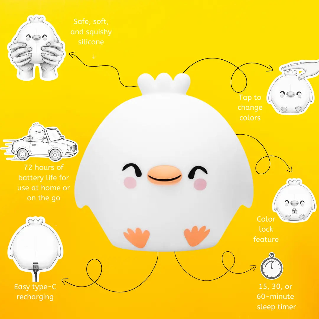 Lumieworld LumiPets® Clara the Chicken - Children's Touch Night Light - 