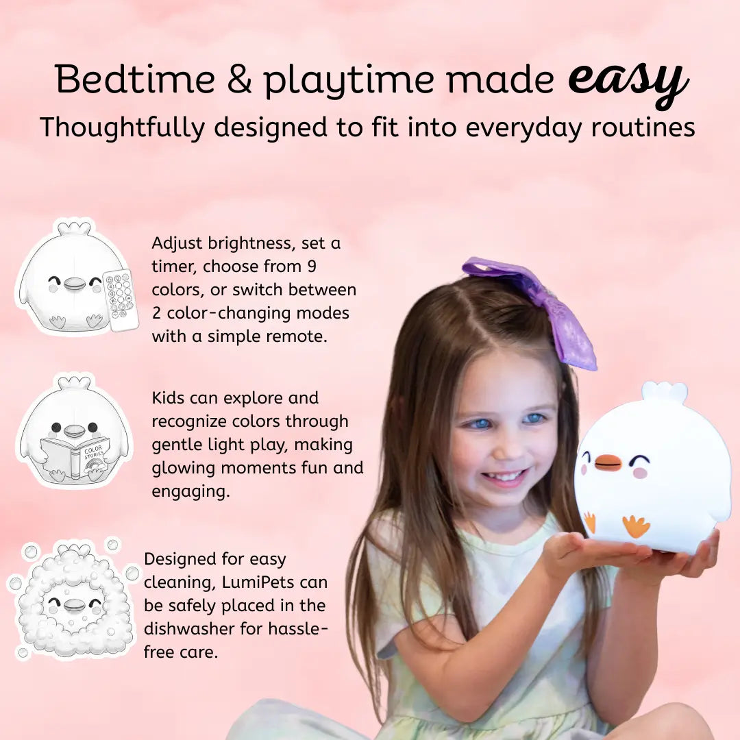 Lumieworld LumiPets® Clara the Chicken - Children's Touch Night Light - 