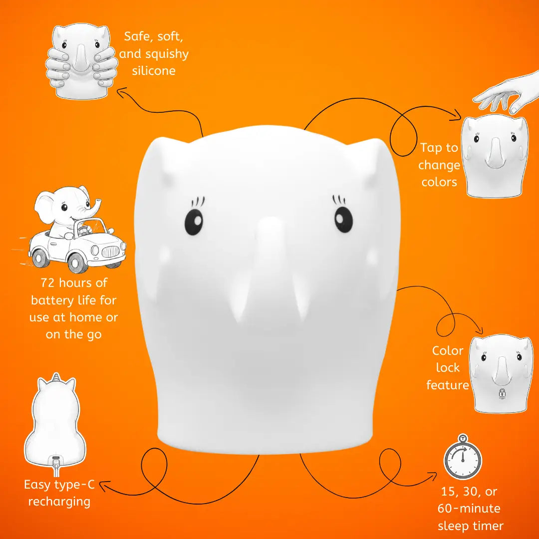 Lumieworld LumiPets Eggbert Elephant Touch Night Light for Kids - 