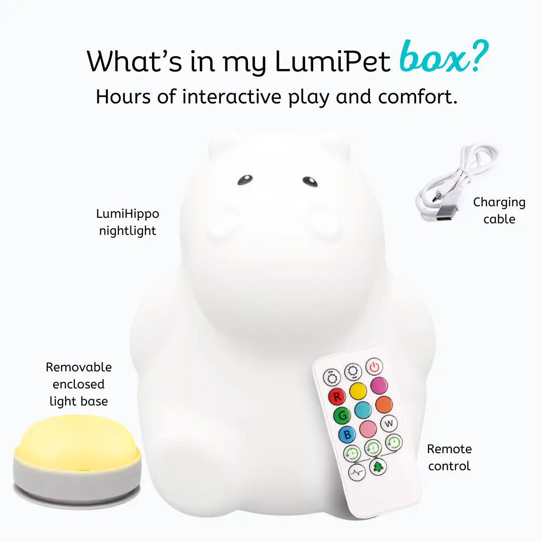 Lumieworld LumiPets® Honey the Hippo - Children's Touch Night Light - 