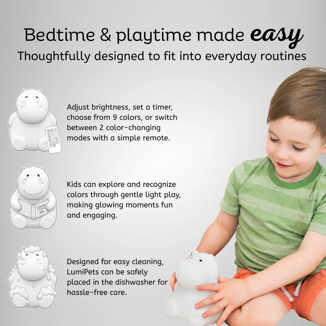 Lumieworld LumiPets® Honey the Hippo - Children's Touch Night Light - 