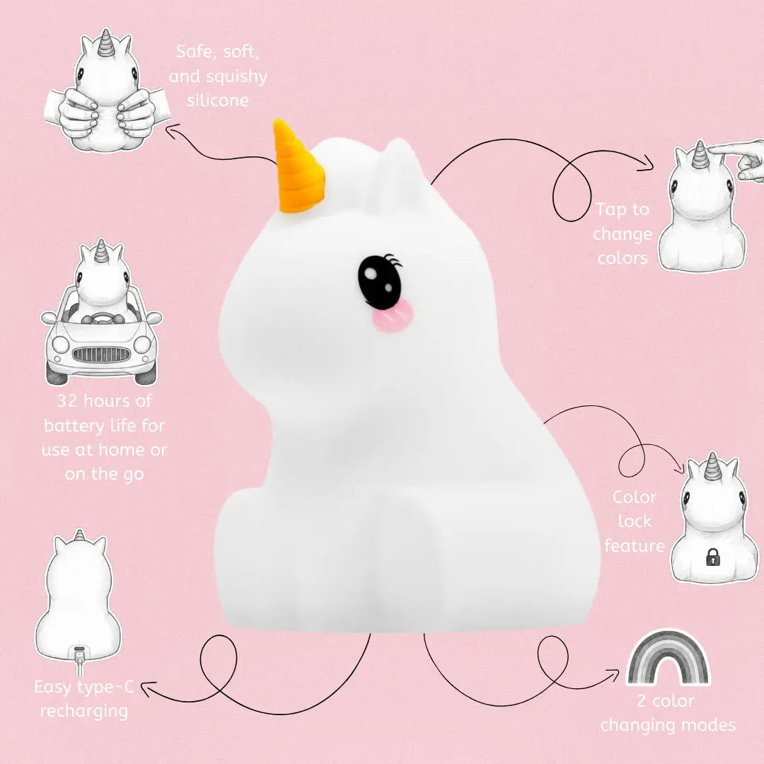 Lumieworld LumiPets® Junior Unicorn - Children's Nursery Touch Night Light - 