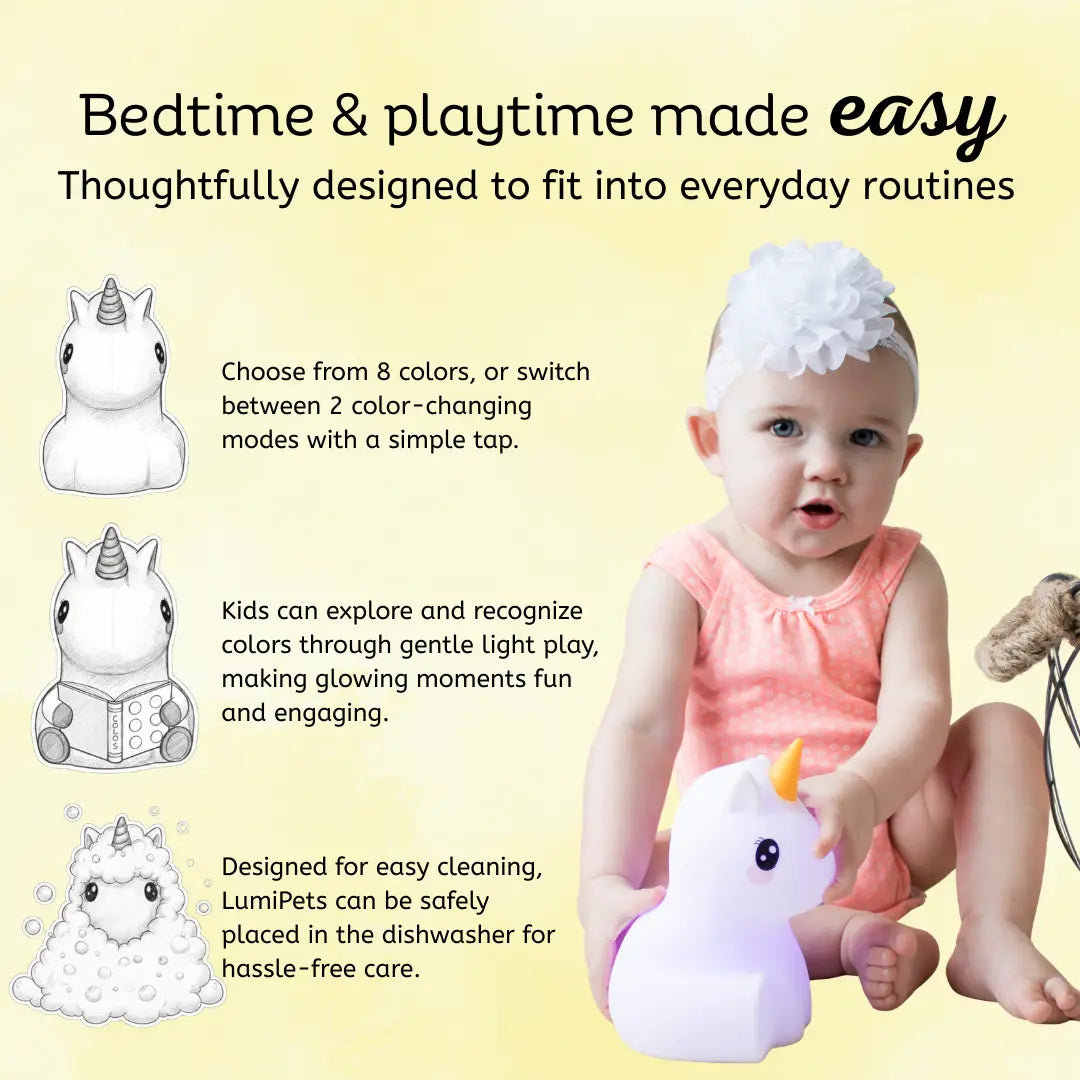 Lumieworld LumiPets® Junior Unicorn - Children's Nursery Touch Night Light - 