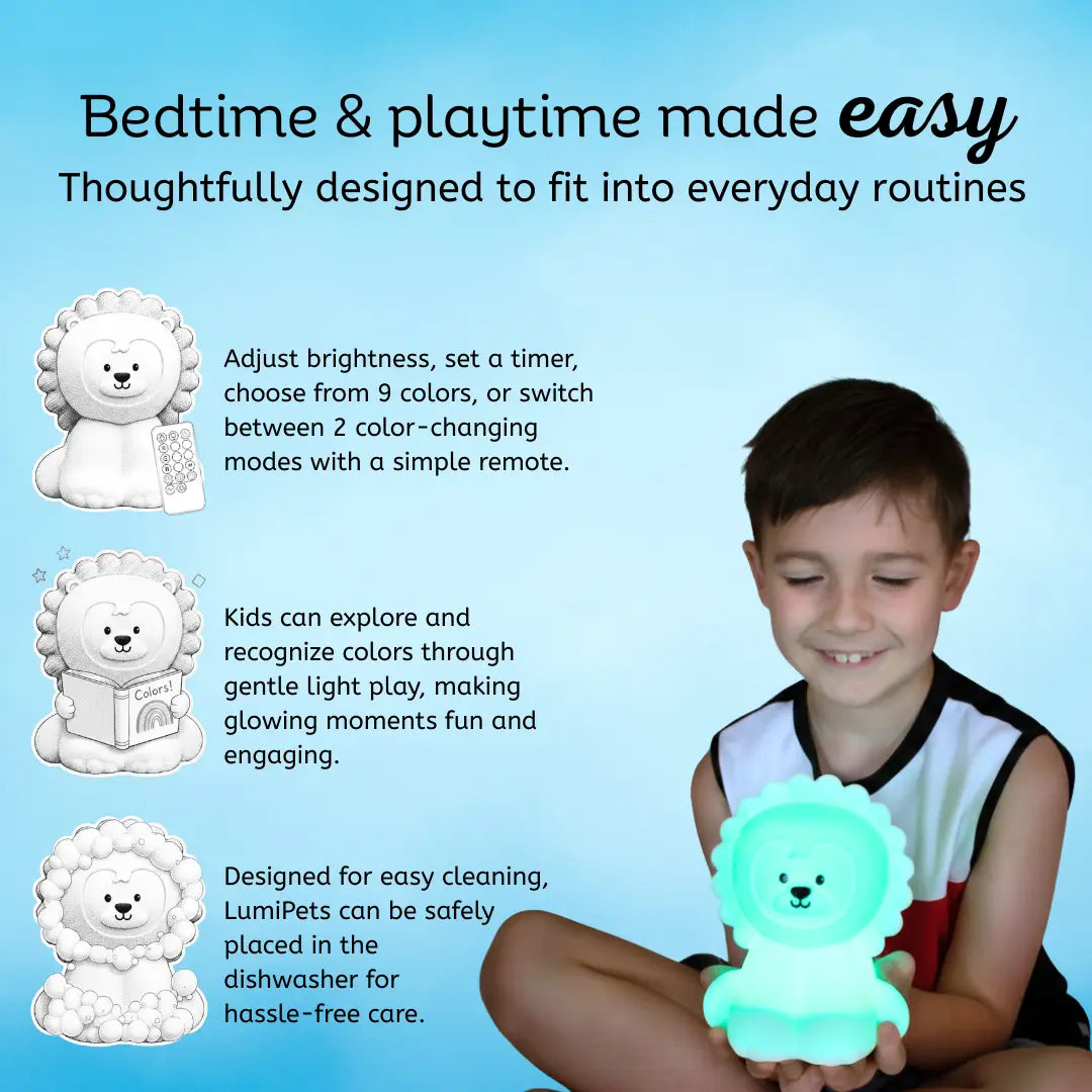 Lumieworld LumiPets® Luther the Lion - Children's Touch Night Light - 
