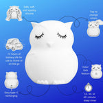 Lumieworld LumiPets Opal Owl Night Light For Nurseries And Kids Rooms - 