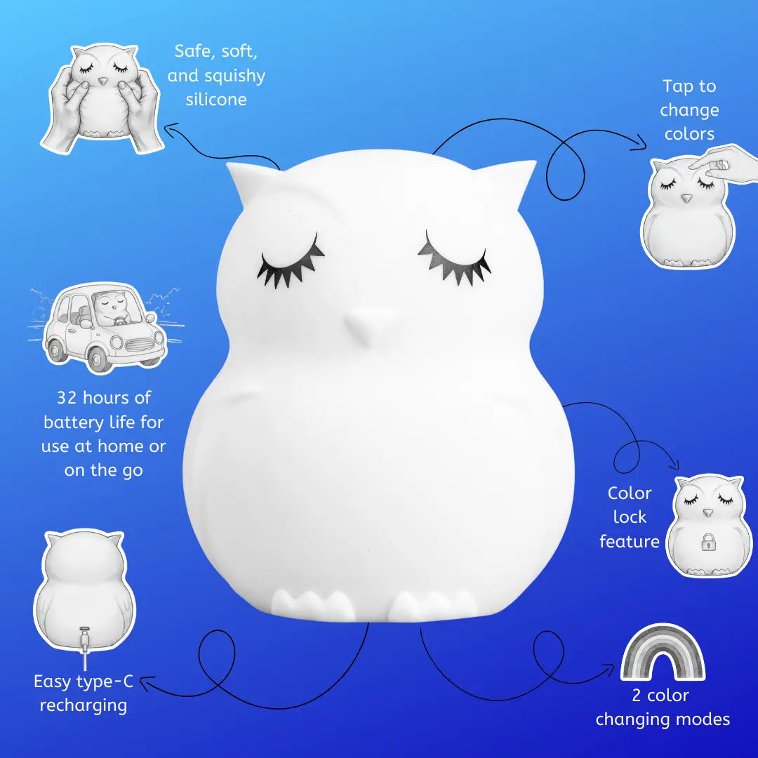 Lumieworld LumiPets® Owen the Owl - Children's Touch Night Light Junior - 