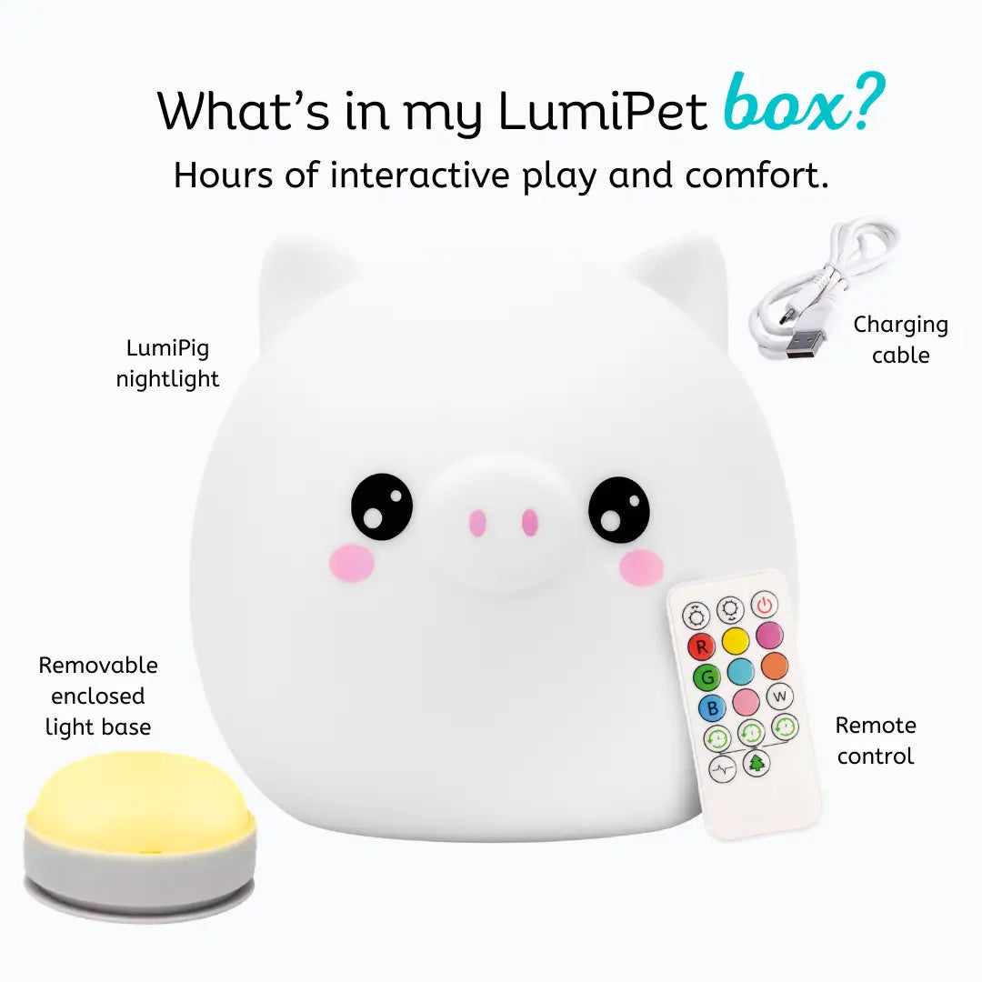 Lumieworld LumiPets Percy The Pig Kids Touch Night Light For Playtime - 