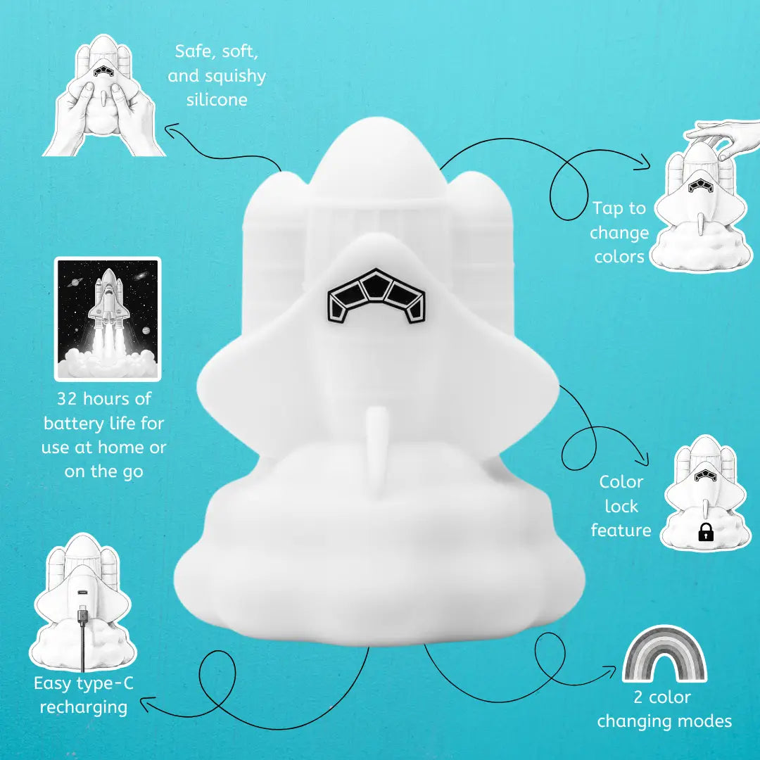 Lumieworld LumiPets Rowdy the Rocket Night Light for Kids Touch Sensor Junior - 