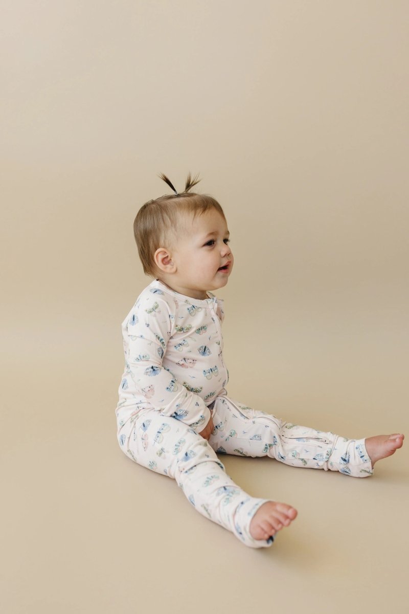 Little Joy Co. Luna Moths Bamboo Zippy Romper Footed for Babies All Sizes - Everetts Place Boutique - 