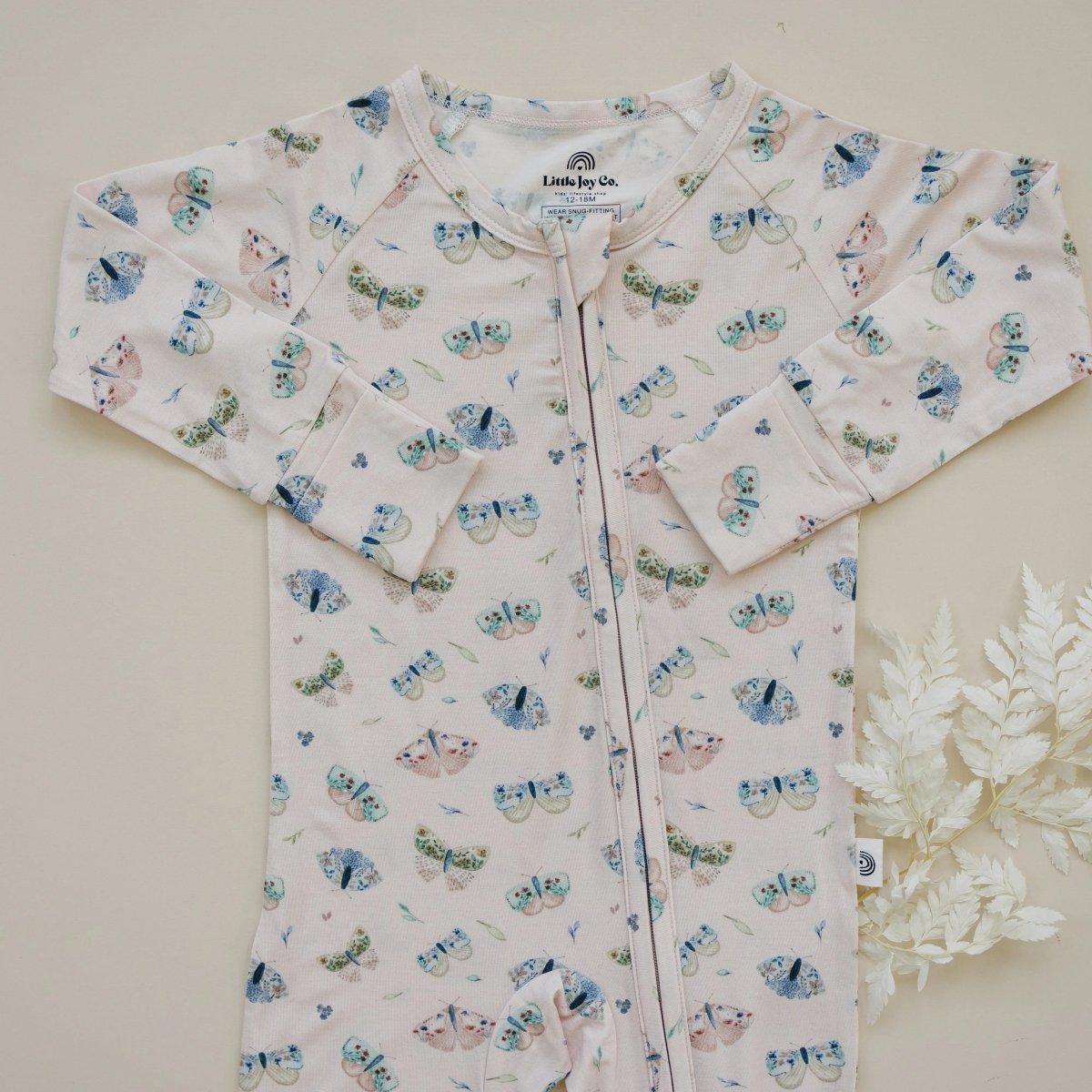 Little Joy Co. Luna Moths Bamboo Zippy Romper Footed for Babies All Sizes - Everetts Place Boutique - 