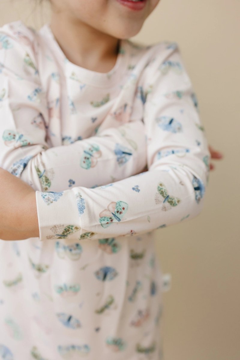 Little Joy Co. Luna Moths Two Piece Bamboo Pajamas Breathable Sleepwear - Everetts Place Boutique - 