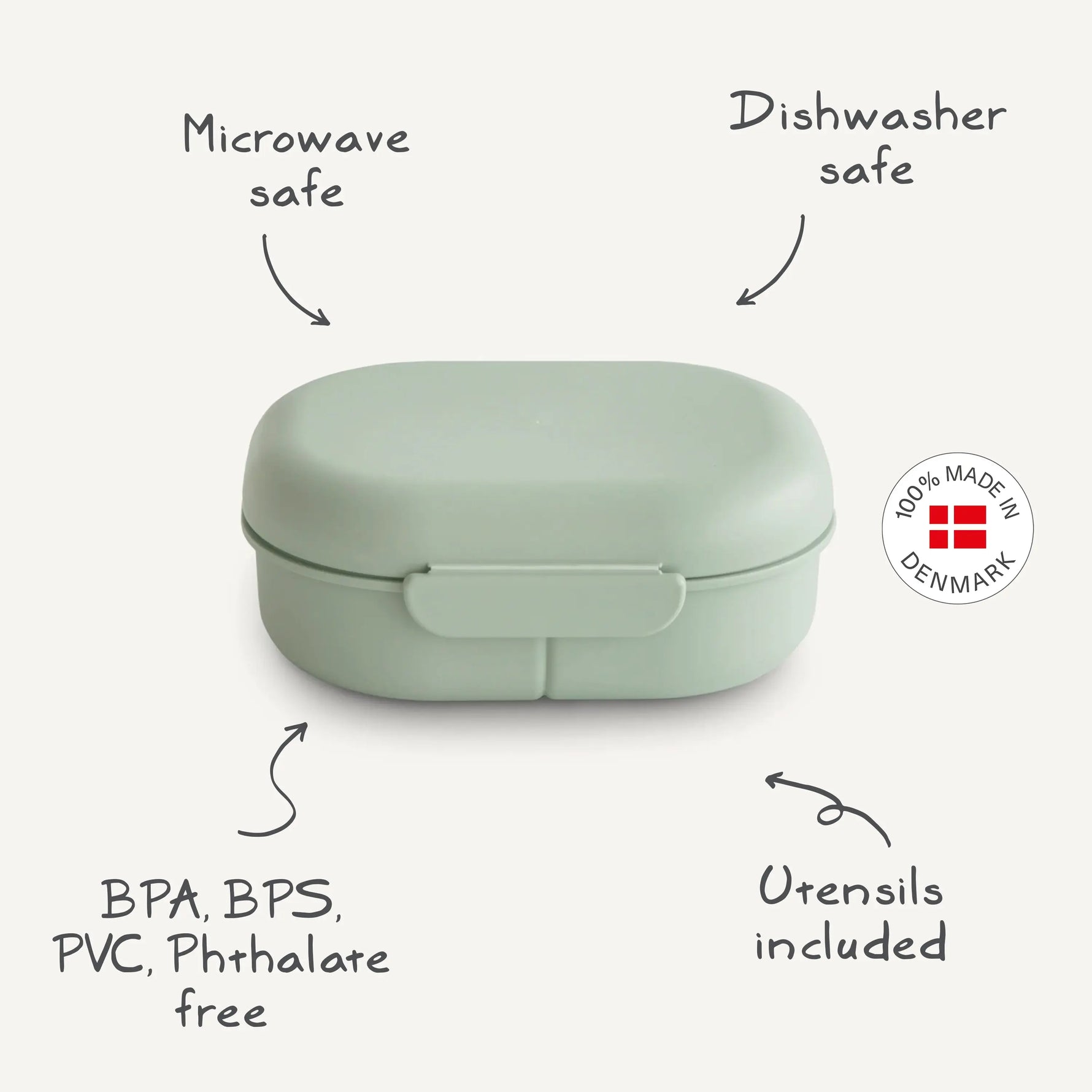 Mushie BPA Free Plastic Lunchbox with Built In Compartments and Locking Utensils - Home & Garden > Kitchen & Dining > Food & Beverage Carriers > Lunch Boxes & Totes Lunchbox