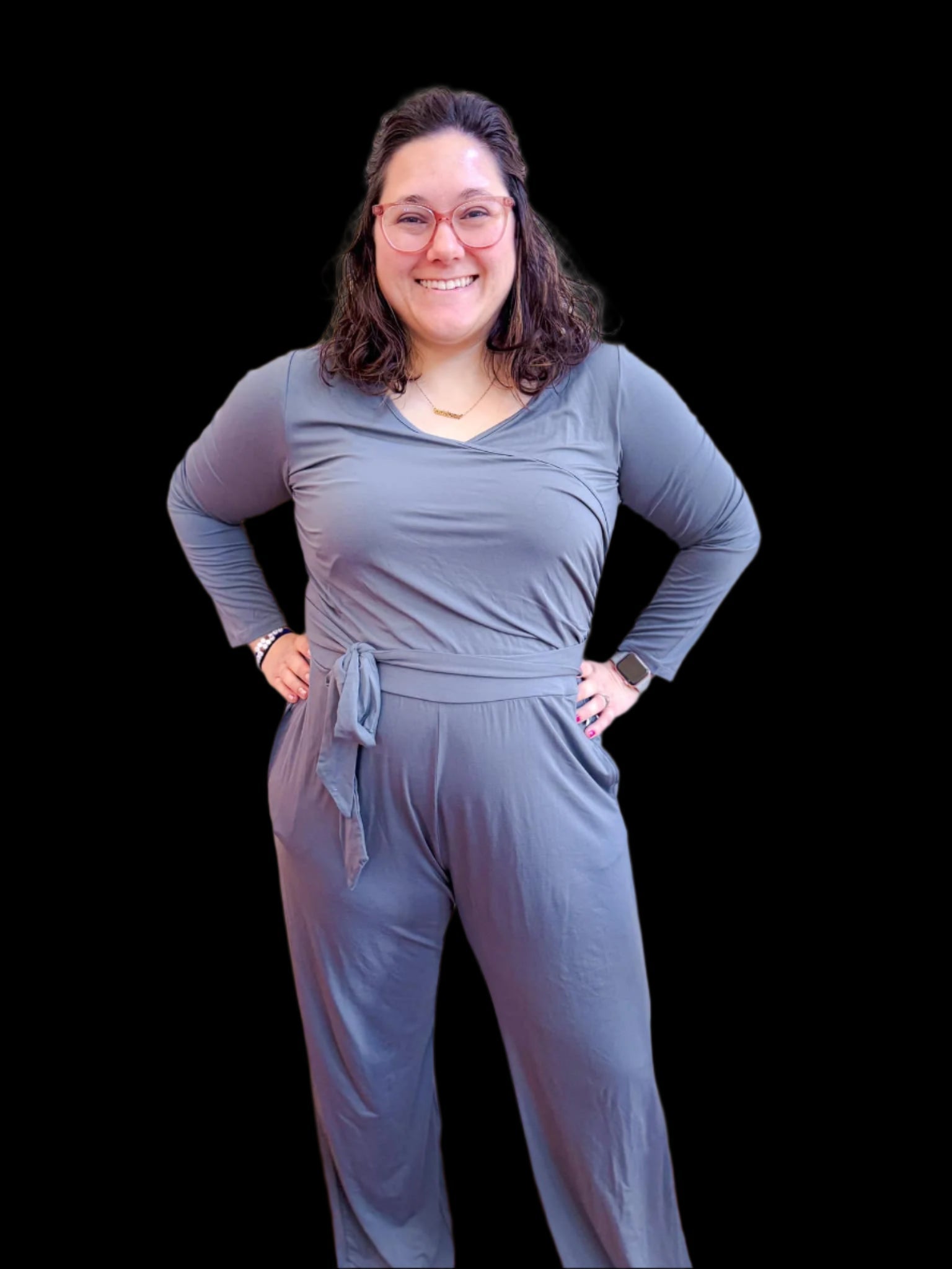 Dragonfly Dreams Bamboo Luxe Stone Women's Long Sleeve Wide Leg Jumpsuit