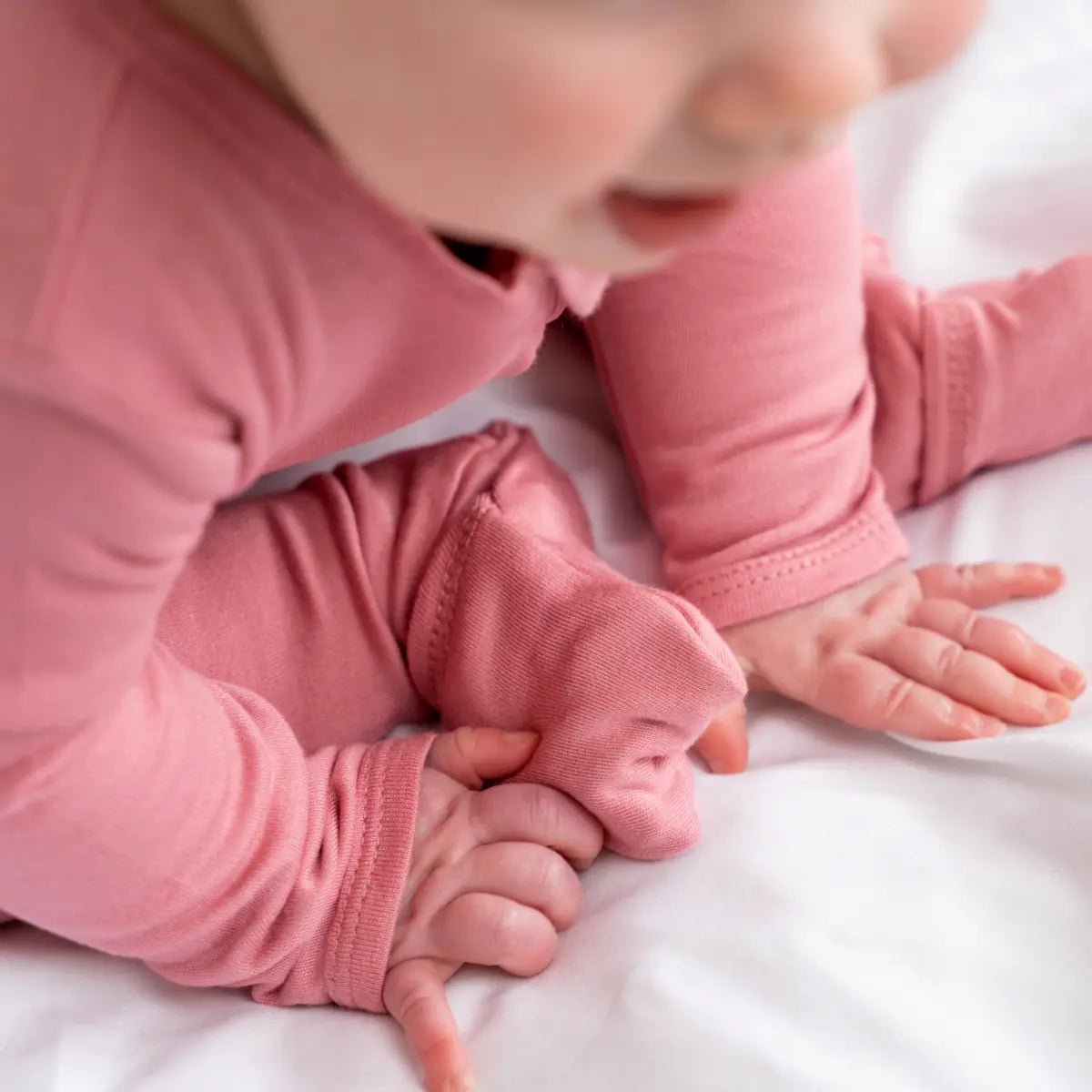 Dreamland Baby LuxeWeave Baby Bamboo Pajamas with DreamCuffs for Ultimate Sleep Comfort - 