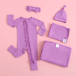 Luxie Charm Luxie Lavender Ruffled Zipper Baby Romper - Everetts Place Boutique - 