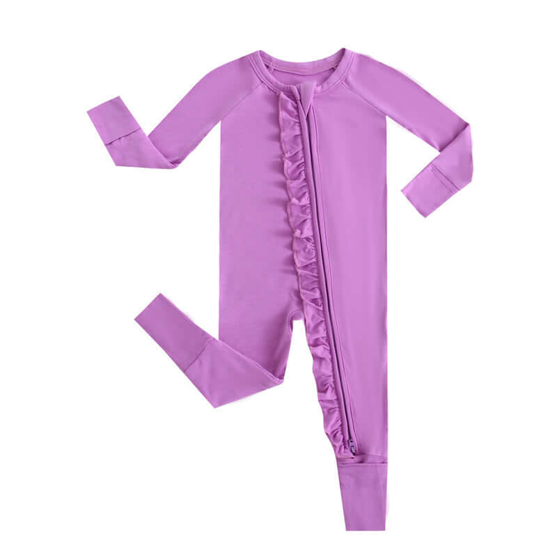 Luxie Charm Luxie Lavender Ruffled Zipper Baby Romper - Everetts Place Boutique - 